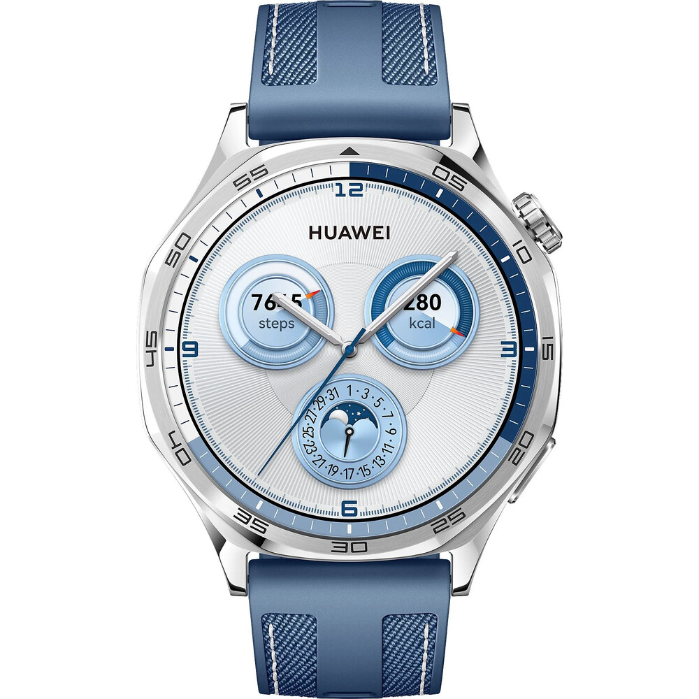 HUAWEI Watch GT 5 okosóra, kék szőtt szilikon szíj, 46mm